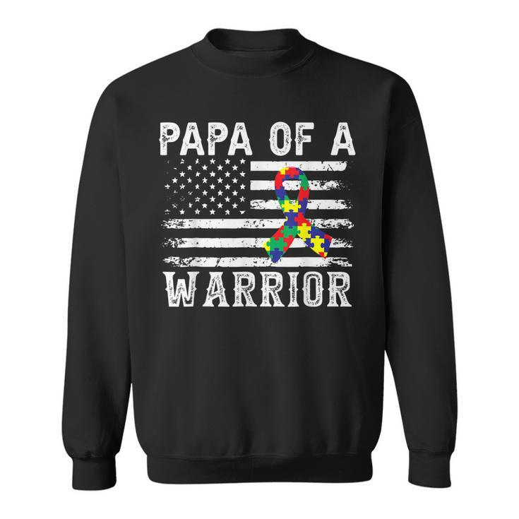 Papa Of A Warrior Autism Awareness For Mom Dad Kids Youth  Sweatshirt