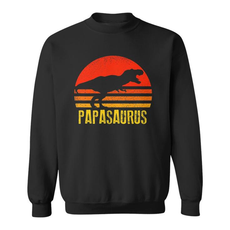 Papasaurus  Retro Vintage Sunset Dinosaur Gift Sweatshirt