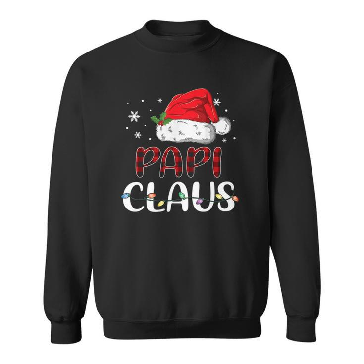Papi Claus Christmas Santa Hat Buffalo Matching Family Sweatshirt