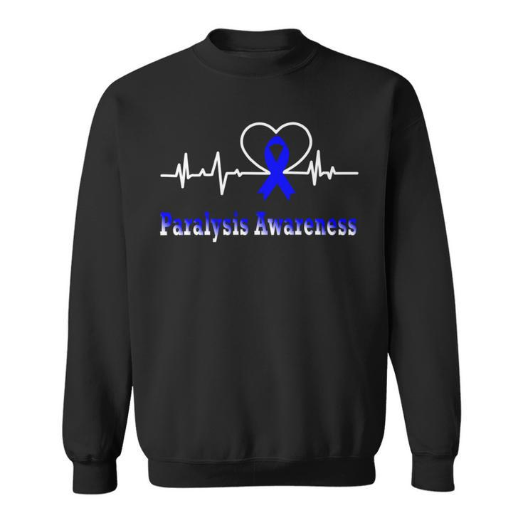Paralysis Awareness Awareness Heartbeat  Blue Ribbon  Paralysis  Paralysis Awareness Sweatshirt