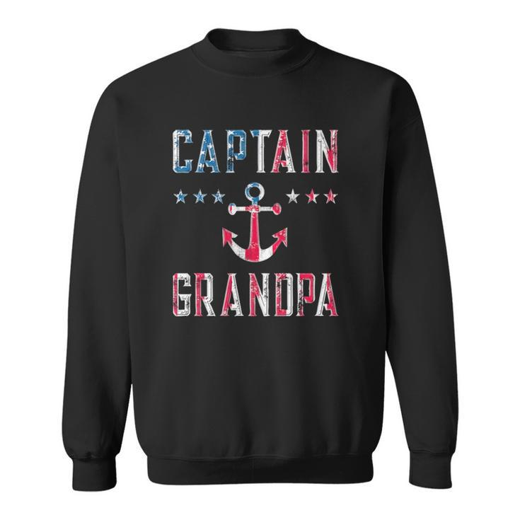 Patriotic Captain Grandpa American Flag Boating 4Th Of July Sweatshirt