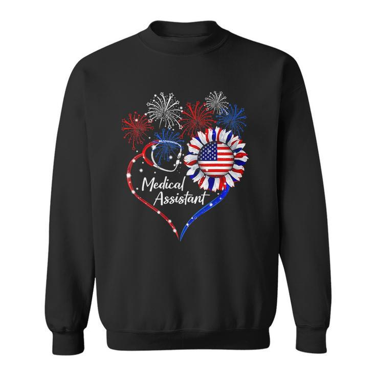 Patriotic Medical Assistant Sunflower 4Th Of July Usa Flag Sweatshirt
