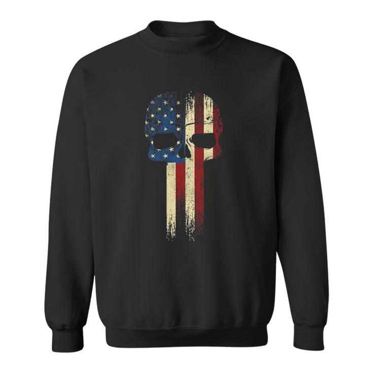 Patriotic Skull Usa Military American Flag Proud Veteran Sweatshirt