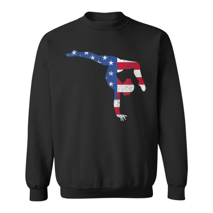 Patriotic Sports Gift American Usa Flag Girls Gymnastics  V2 Sweatshirt