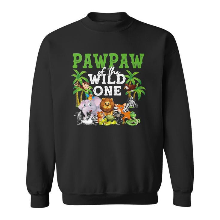 Pawpaw Of The Wild One Zoo Birthday Safari Jungle Animal Sweatshirt