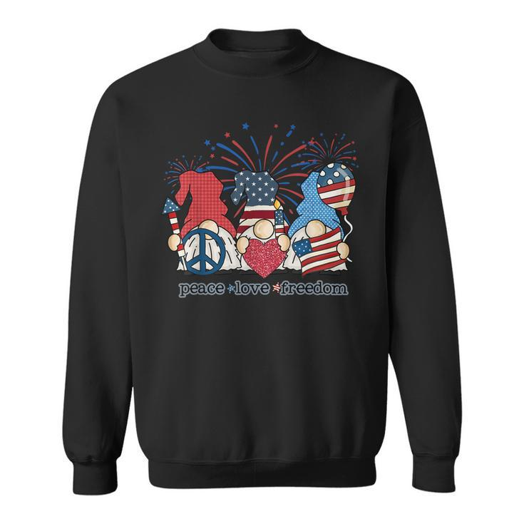 Peace Love Freedom Fireworks Gnomes 4Th Of July America  Sweatshirt
