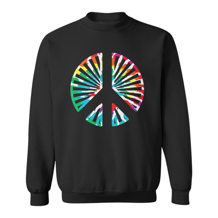 Peace Sign Rainbow Colors 70S 80S Party  Sweatshirt