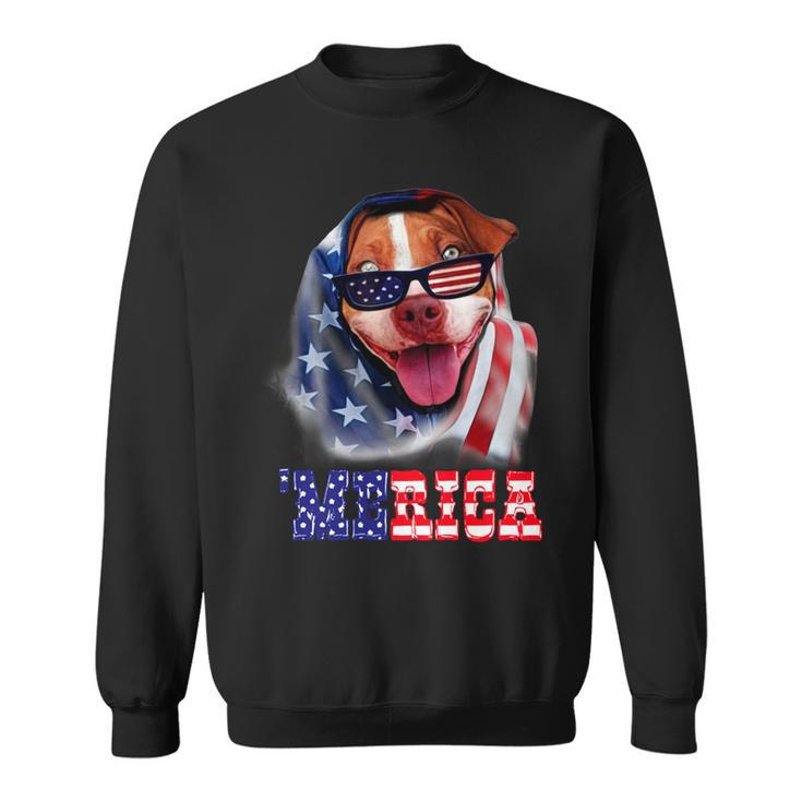 Pitbull American Flag 4Th Of July Pitbull Dad Dog Lover Fun  Sweatshirt