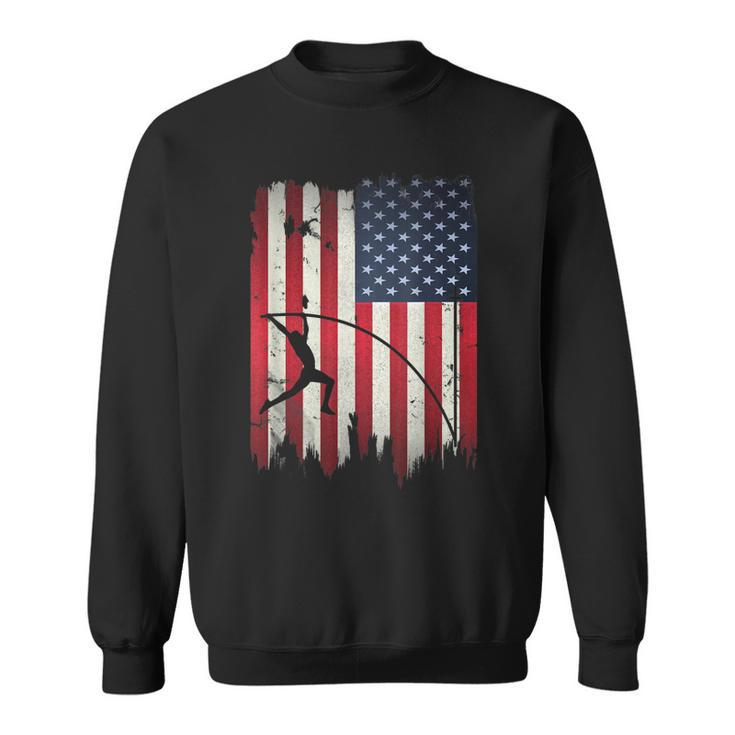 Pole Vault Usa American Flag 4Th Of July Jump Sports Gift  Sweatshirt