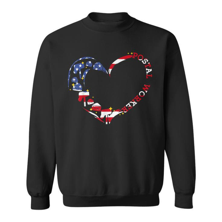 Postal Worker Patriotic Heart - Love Postal Mail Carrier Sweatshirt