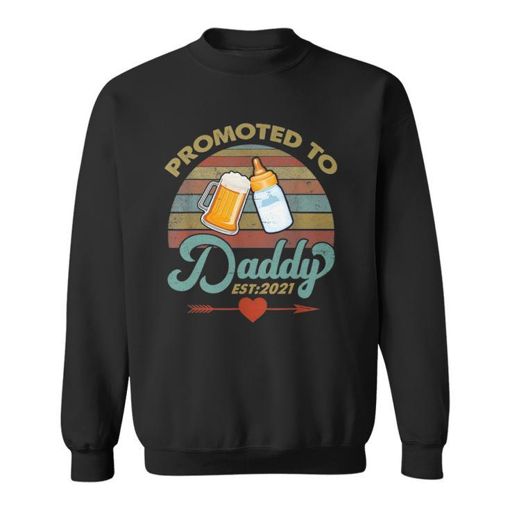 Promoted To Daddy Est 2021 Beer Dad Bottle Baby Shower Sweatshirt