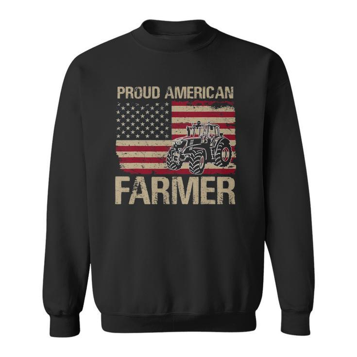 Proud American Farmer Usa Flag Patriotic Farming Gift Sweatshirt