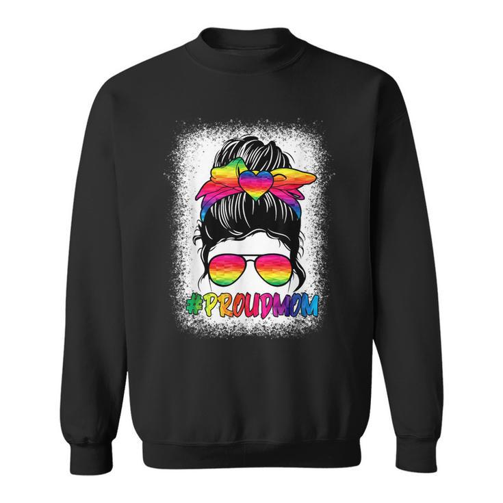 Proud Mom Messy Bun Rainbow Lgbt Mom Lgbt Gay Pride Lgbtq  V3 Sweatshirt