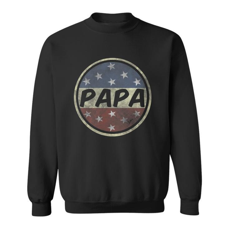 Proud Papa Fathers Day American Flag Button 4Th Of July Sweatshirt