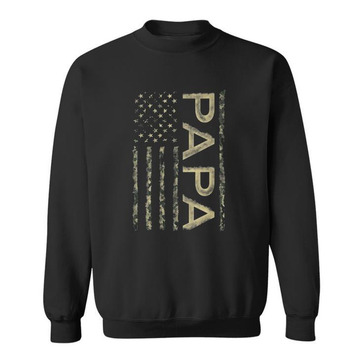Proud Papa Fathers Day Camouflage American Flag 4Th Of July Sweatshirt