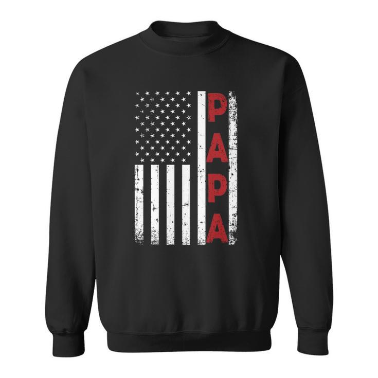 Proud Papa Usa Flag Fathers Day Tee Gifts From Grandchildren Sweatshirt