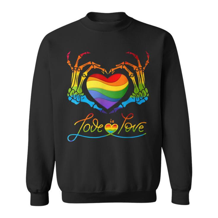 Rainbow Heart Skeleton Love Is Love Lgbt Gay Lesbian Pride  Sweatshirt