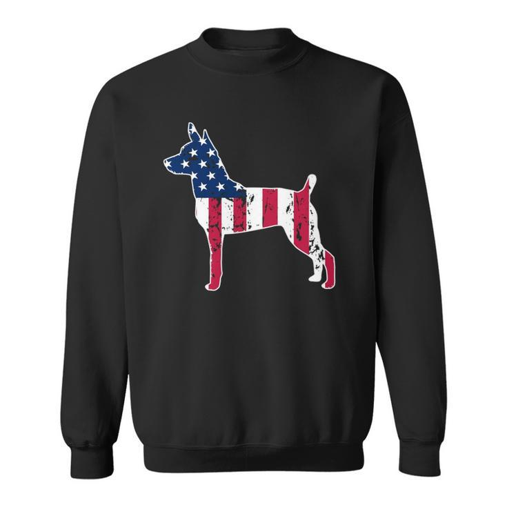Rat Terrier Dog Lovers American Flag 4Th Of July Sweatshirt