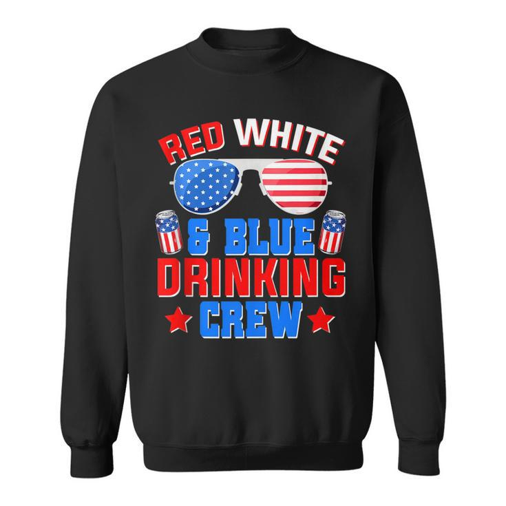 Red White And Blue Drinking Crew 4Th Of July Sunglasses  Sweatshirt