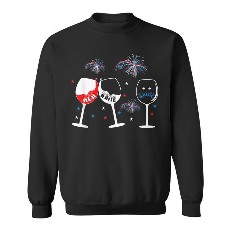 Red White And Blue Funny Wine Glass  For 4Th Of July  Sweatshirt
