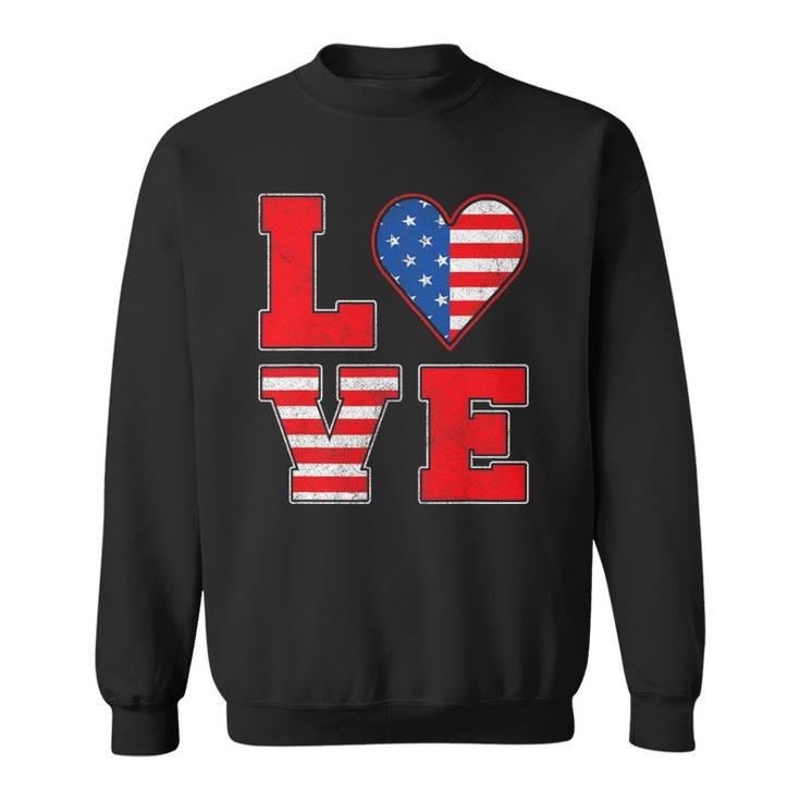 Red White And Blue S For Women Girl Love American Flag Sweatshirt