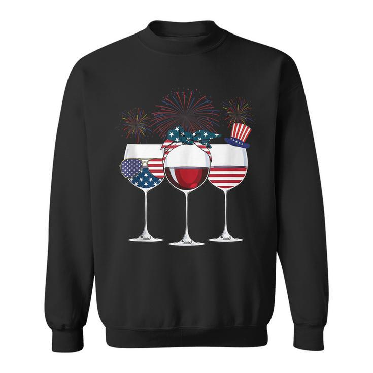 Red White And Blue Wine Glass 4Th Of July  Sweatshirt