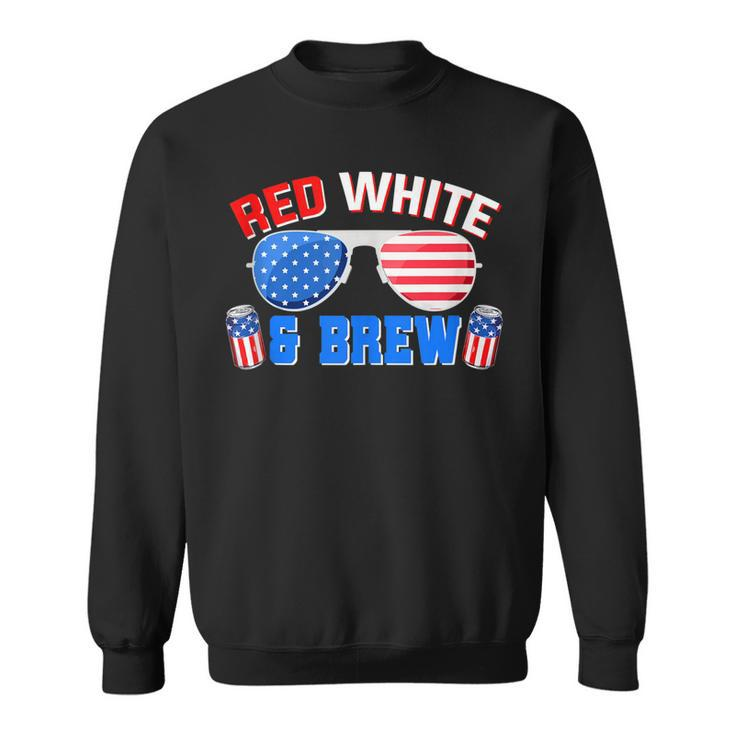 Red White And Brew 4Th Of July Funny Drinking Sunglasses  Sweatshirt