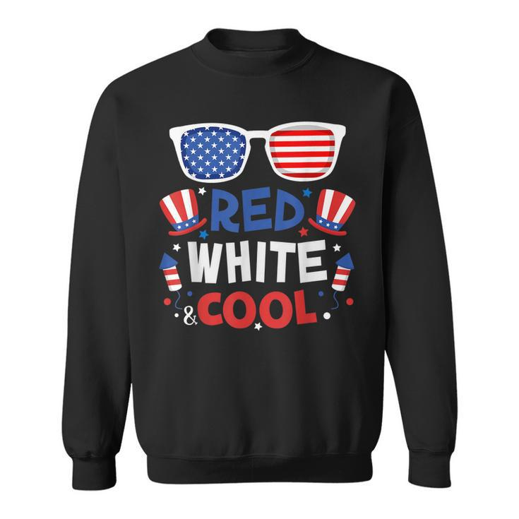 Red White And Cool Sunglasses 4Th Of July Toddler Boys Girls  Sweatshirt