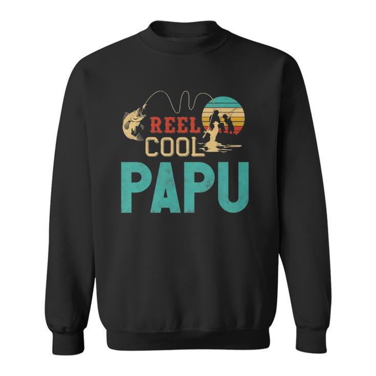 Reel Cool Papu Vintage Funny Fishing Rod Gift Fisherman Papu Sweatshirt