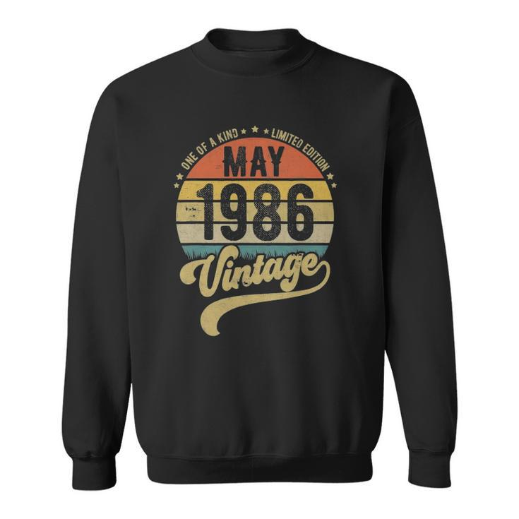 Retro 36Th Birthday Born In May 1986 Vintage Gift Sweatshirt