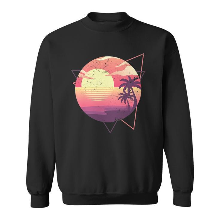 Retro 80S Vaporwave Aesthetic Tropical Sunset 90S Vaporwave Sweatshirt