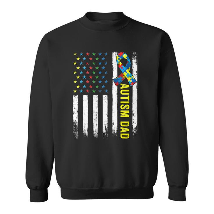 Retro American Flag Autism Dad Awareness Autistic Sweatshirt