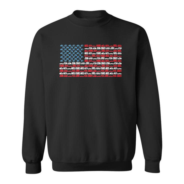 Retro Rv Design American Flag Independence Day Sweatshirt