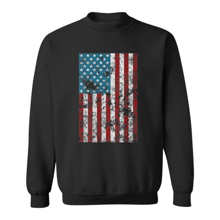 Retro Style 4Th July Usa Patriotic Distressed America Flag Sweatshirt
