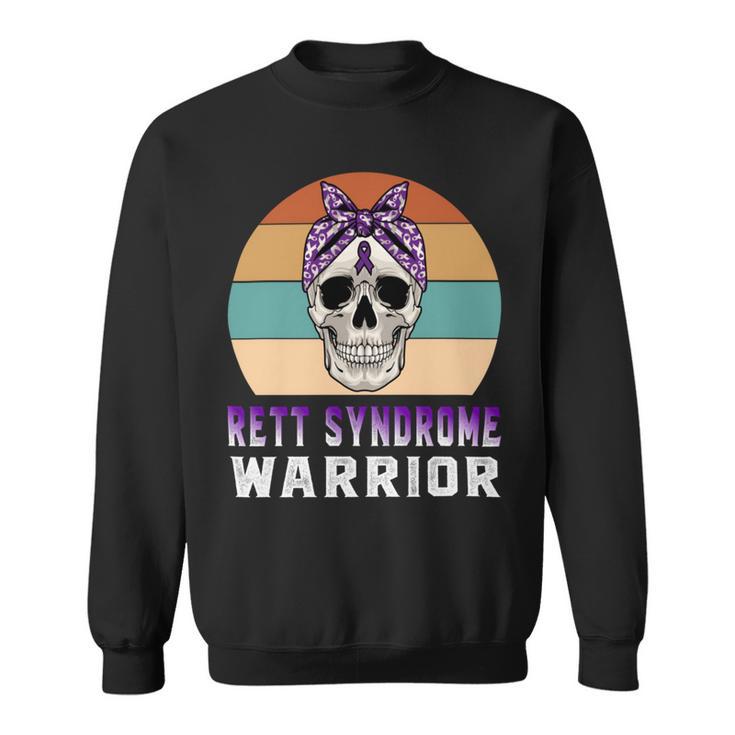 Rett Syndrome Warrior  Skull Women Vintage  Purple Ribbon  Rett Syndrome  Rett Syndrome Awareness V2 Sweatshirt