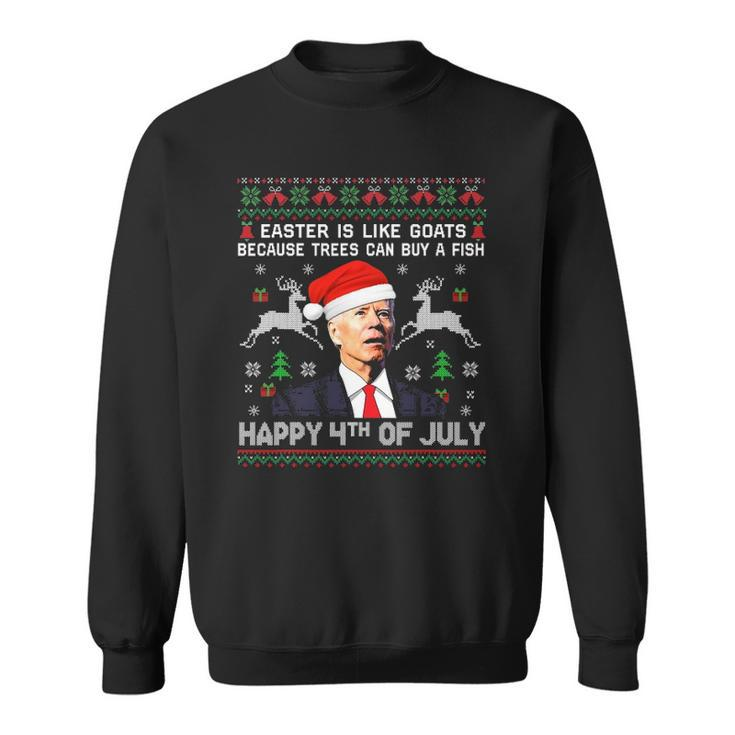 Santa Joe Biden Happy 4Th Of July Ugly Christmas  Men Sweatshirt