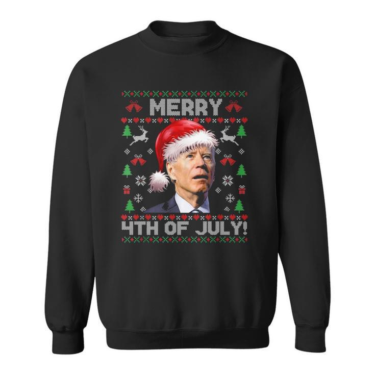 Santa Joe Biden Merry 4Th Of July Ugly Christmas  Sweatshirt