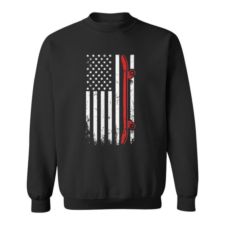 Skateboarding American Flag - July 4Th Skateboard  Sweatshirt