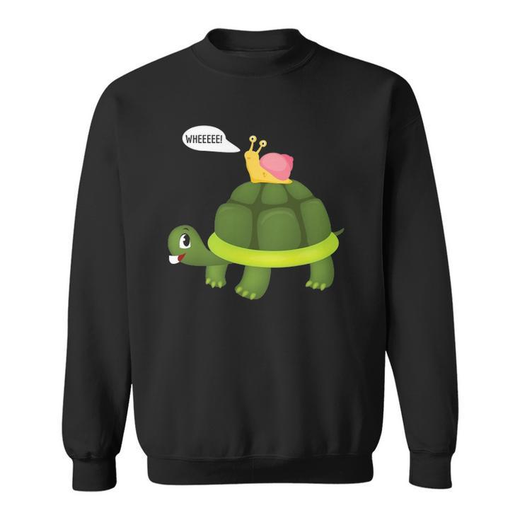 Snail Riding Turtle Funny Gift Sweatshirt