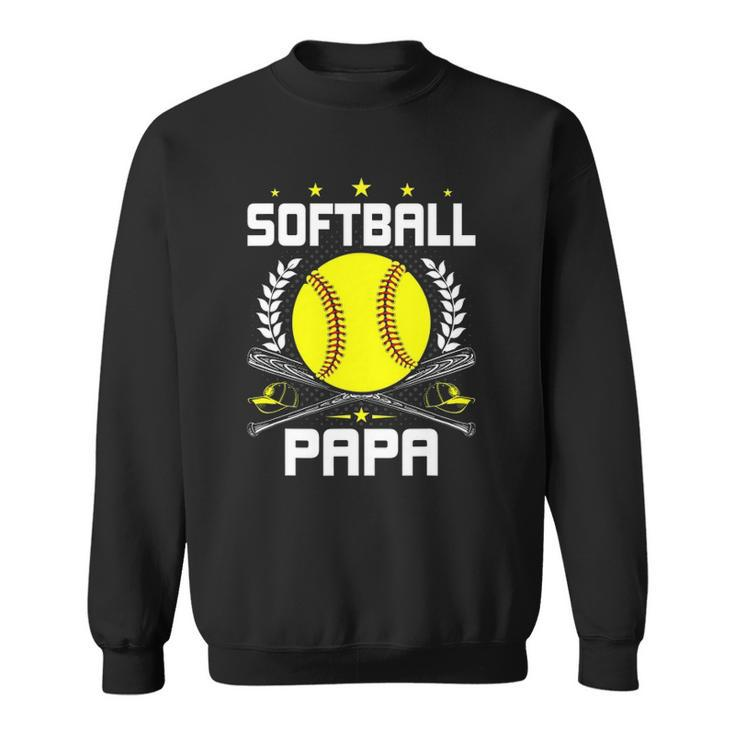 Softball Papa Baseball Lover Dad Sweatshirt