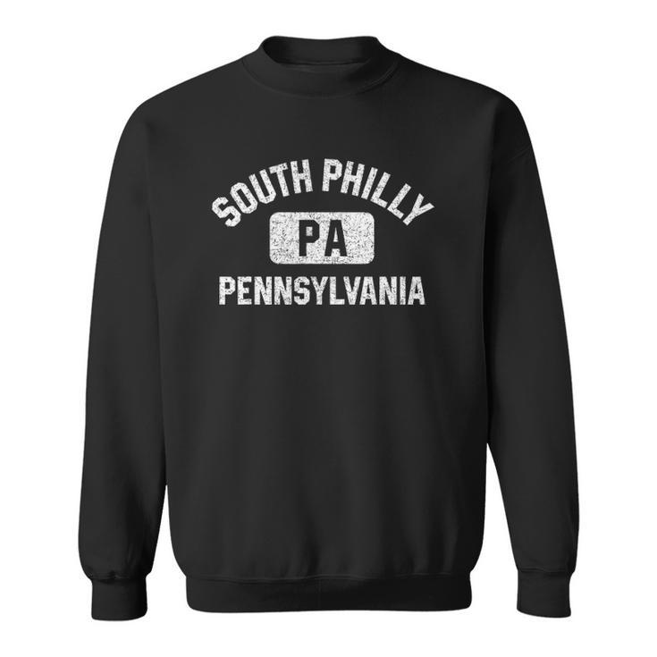 South Philly Philadelphia Pa Gym Style Distress White Print Sweatshirt
