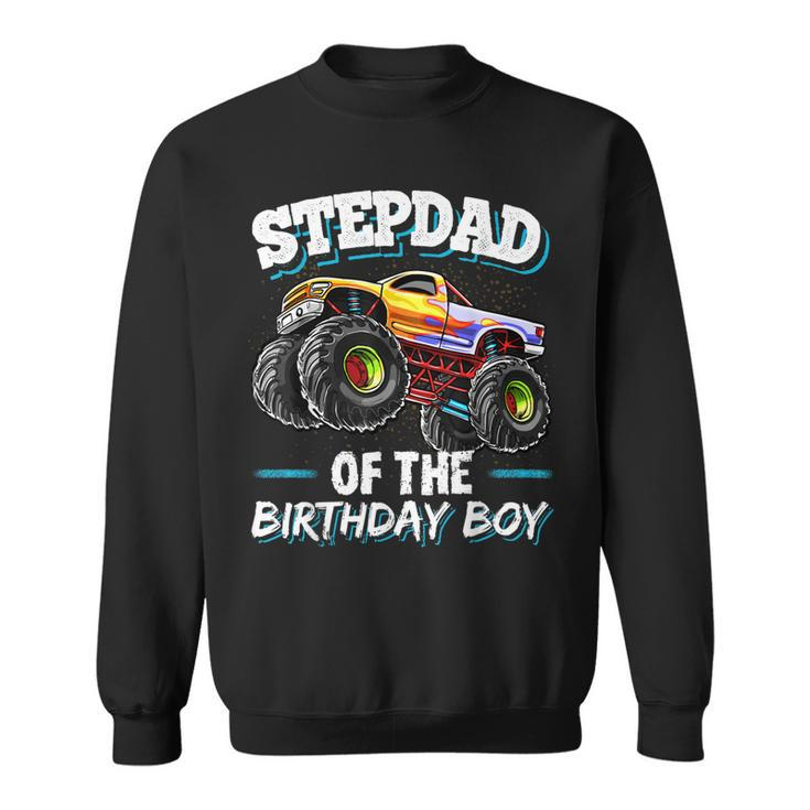 Stepdad Of The Birthday Boy Matching Family Monster Truck  Sweatshirt