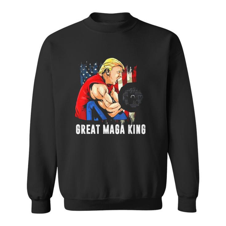 Trump Muscle Old The Great Maga King Ultra Maga Patriotic Flag Us Sweatshirt