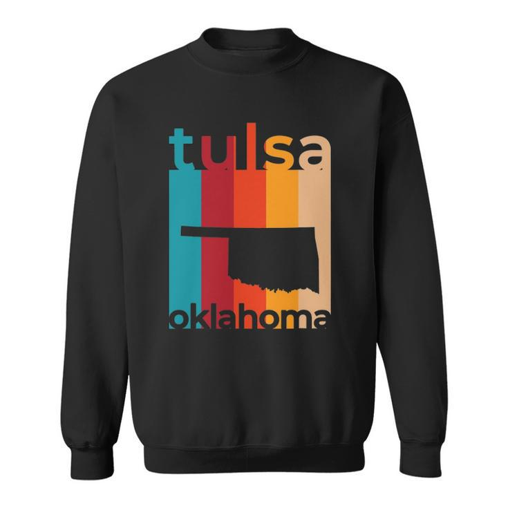 Tulsa Oklahoma Vintage Ok Retro Cutout Sweatshirt