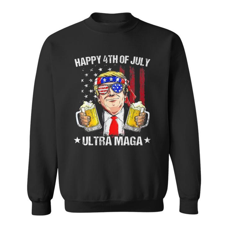 Ultra Maga Proud Pro Trump Happy 4Th Of July American Flag Sweatshirt