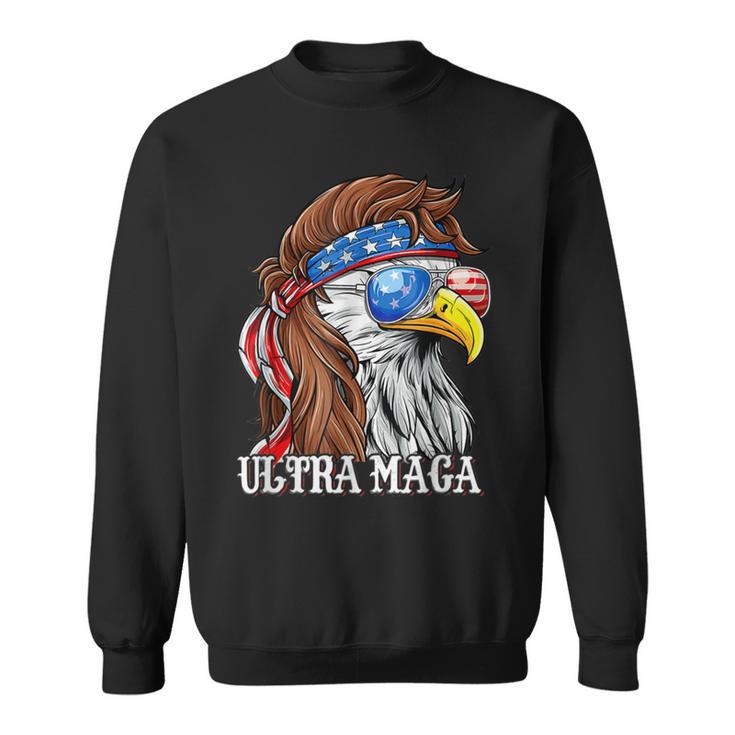 Ultra Maga Trump Sunglasses Eagle Head Usa Flag Bandana Sweatshirt