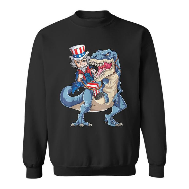 Uncle Sam Dinosaur T  4Th Of July T Rex Kids Boys Gifts Sweatshirt