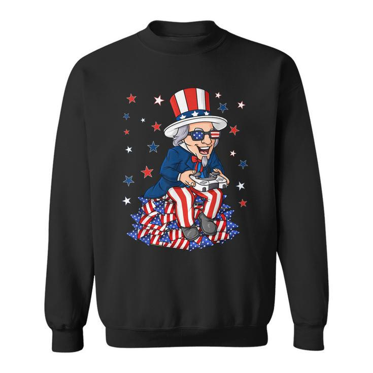 Uncle Sam Game Controller 4Th Of July Boys Kids Ns Gamer  Sweatshirt