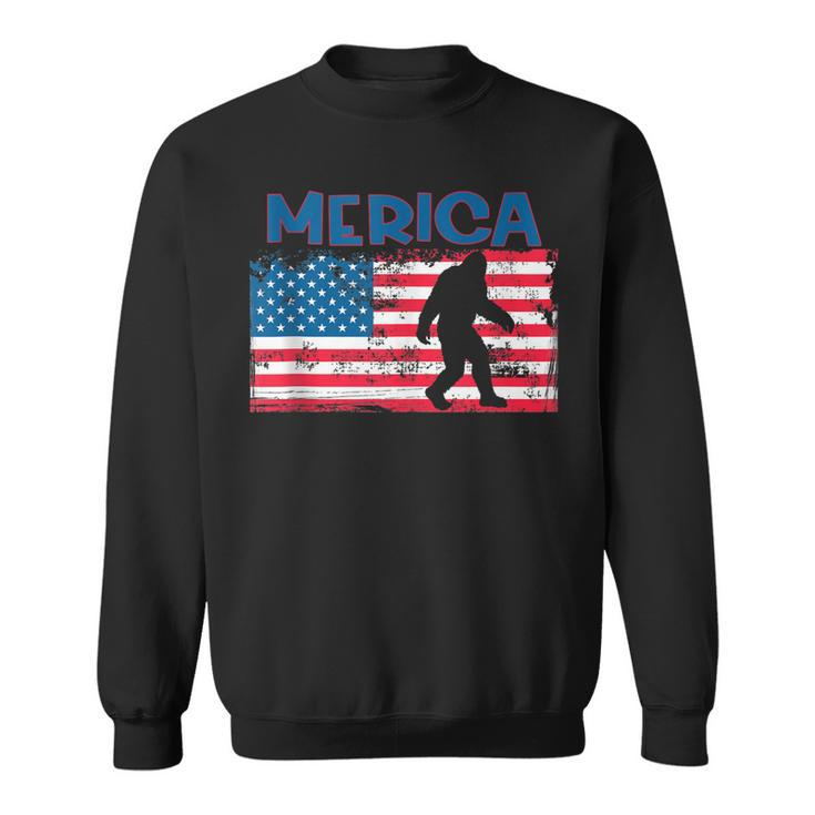 Us Flag Bigfoot July 4Th Sasquatch Patriotic Merica  Sweatshirt