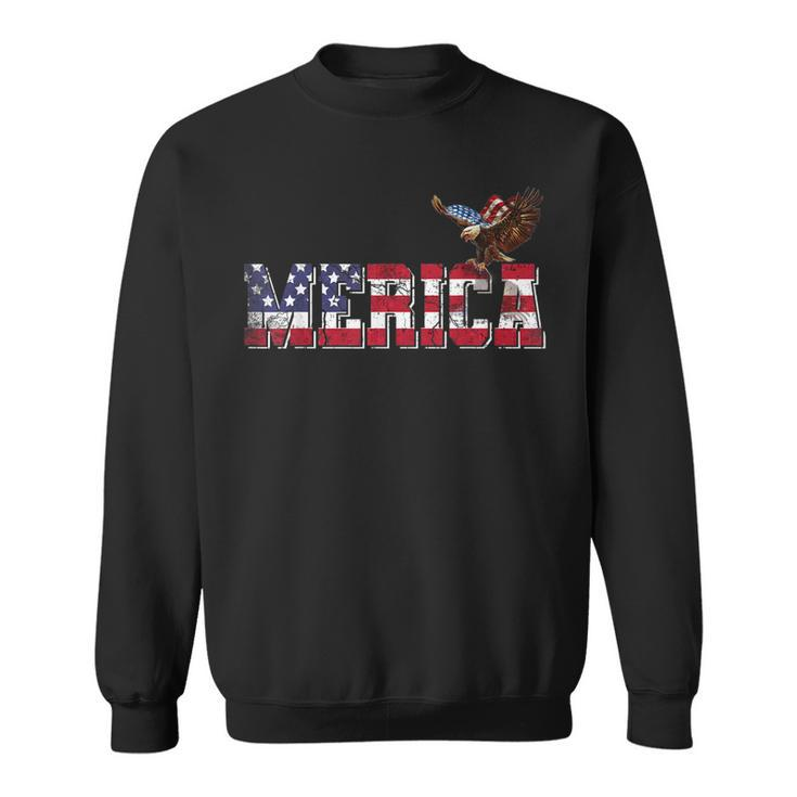 Usa Us American Flag Patriotic 4Th Of July Bald Eagle Merica  Sweatshirt